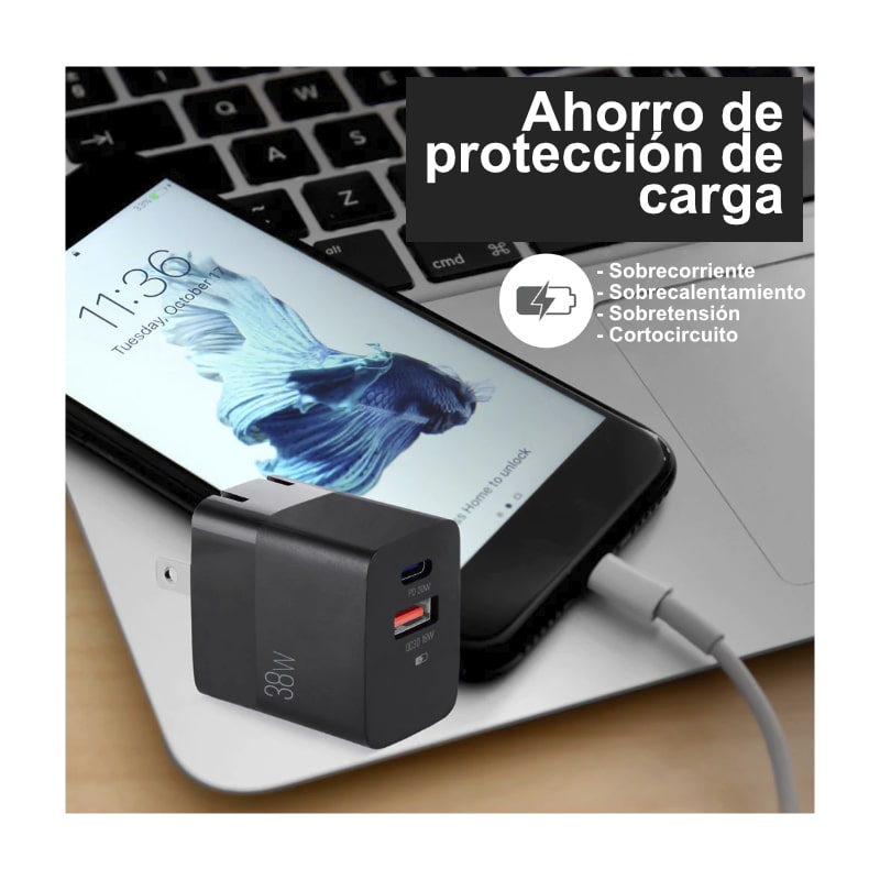 Cargador de Pared USB-C Argom Negro