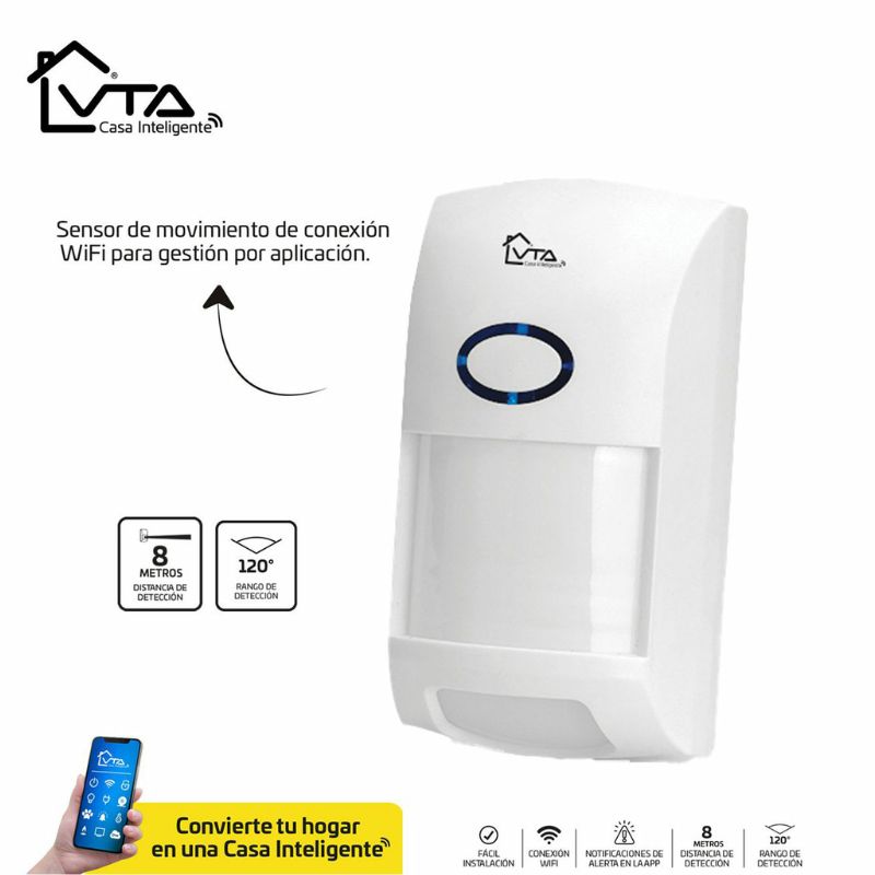 Sensor de Movimiento VTA con Rango de Detección 120° Wi-Fi