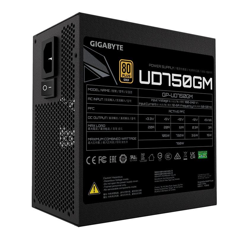 Fuente de Poder 750W Gigabyte UD750GM 80-PLUS GOLD Modular