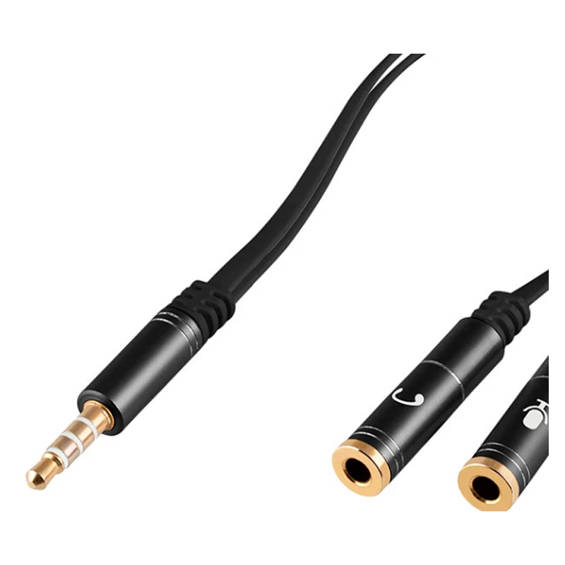 Adaptador 3.5mm Argom ARG-CB-0029 Audio y Micrófono Macho-Hembra Negro