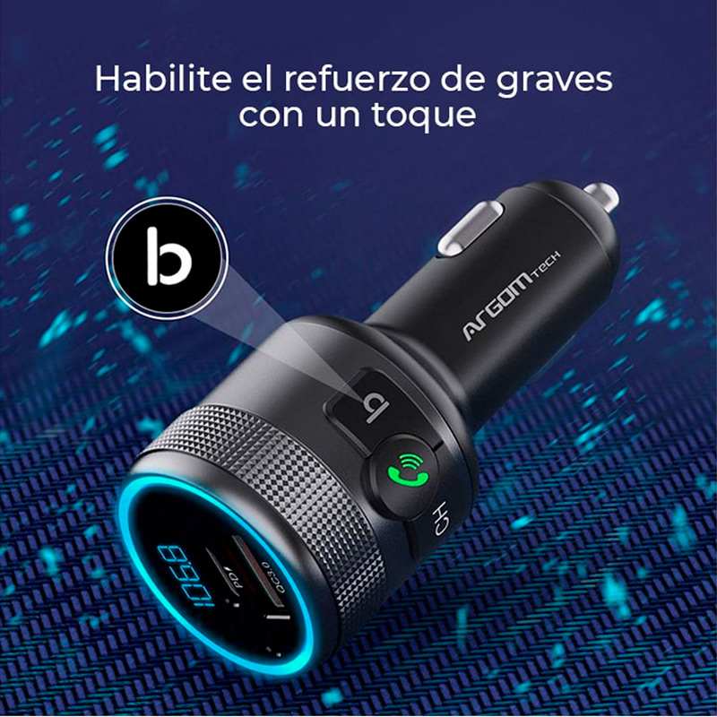 Adaptador Handsfree Argom Spectro T1 para Carro USB/USB-C BT Negro