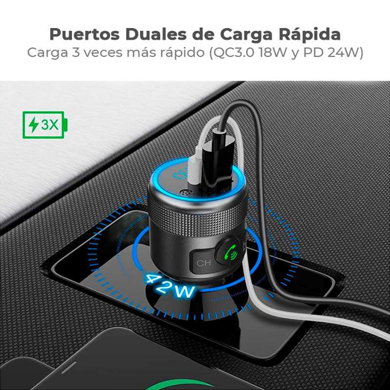 Adaptador Handsfree Argom Spectro T1 para Carro USB/USB-C BT Negro