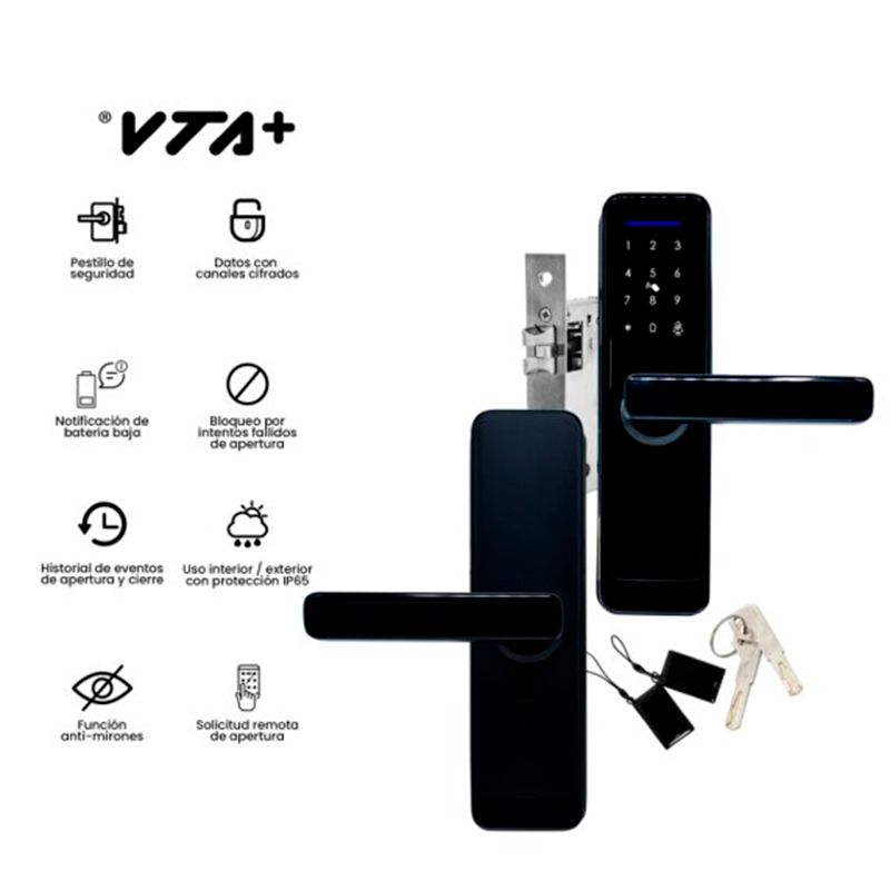 Cerradura Inteligente VTA+ Vertex Apertura con Tarjeta, Pin, App Smart Home WiFi