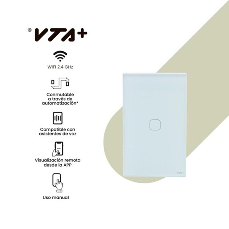 Interruptor Inteligente Sencillo VTA+ Connect IOT Smart Home Wi-Fi