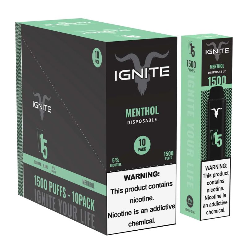 Vape Electrónico Ignite V15 1500 Puffs Nic 5g Menthol