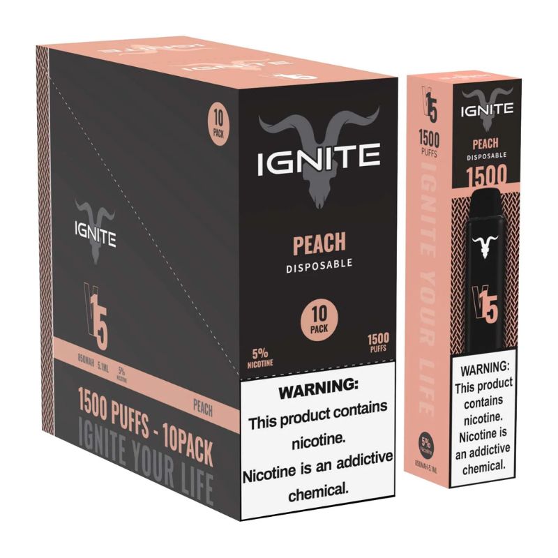 Vape Electrónico Ignite V15 1500 Puffs Nic 5g Peach