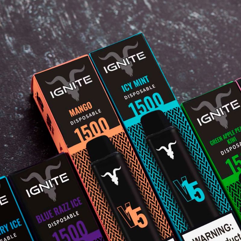 Vape Electrónico Ignite V15 1500 Puffs Nic 5g Raspberry Orange Ice