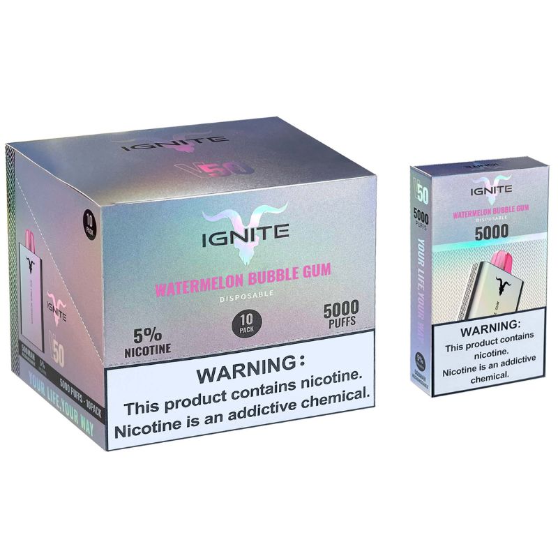 Vape Electronico Ignite V50 5000 Puffs Nic 5g Watermelon Bubble Gum