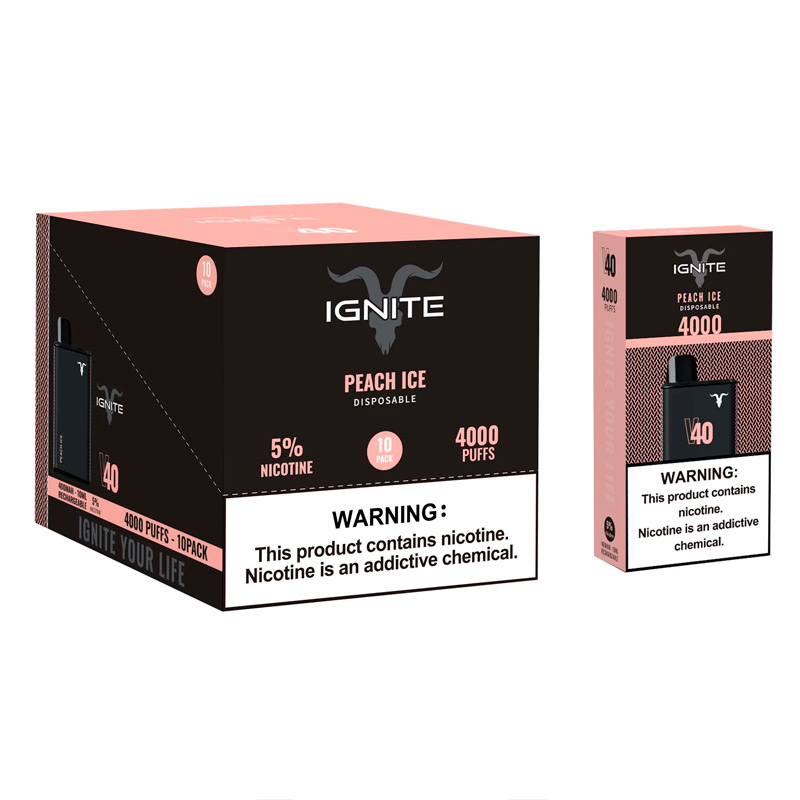 Vape Electronico Ignite V40 4000 Puffs Nic 5g Peach Ice