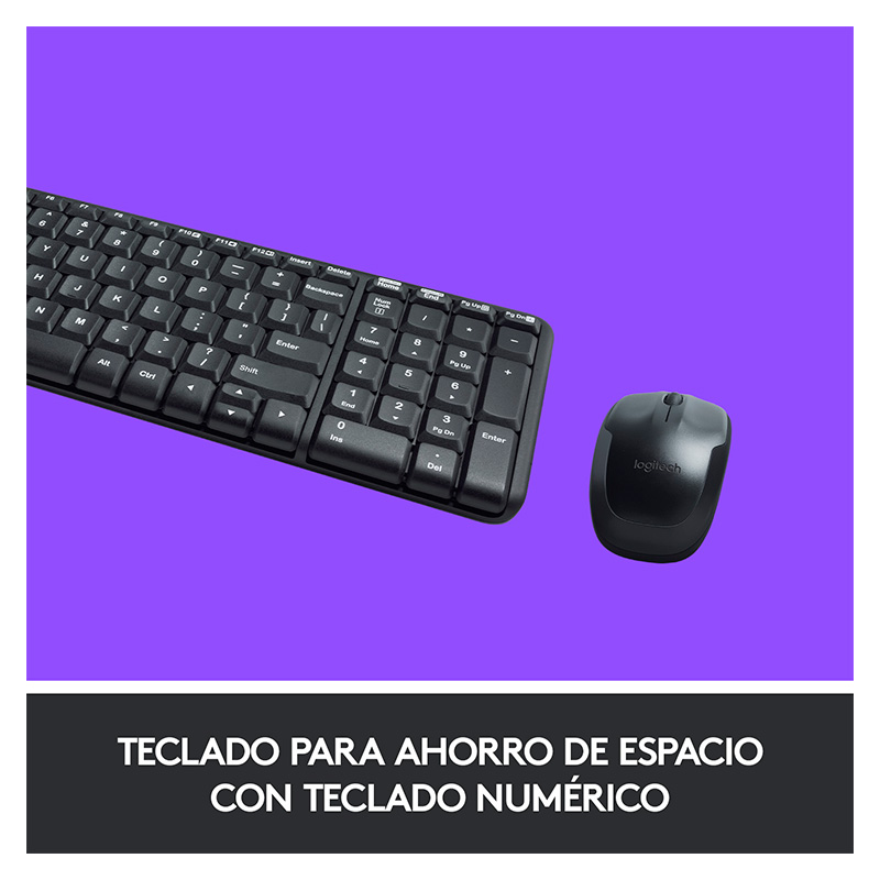 Teclado y Mouse Inalámbrico Logitech MK220 Negro