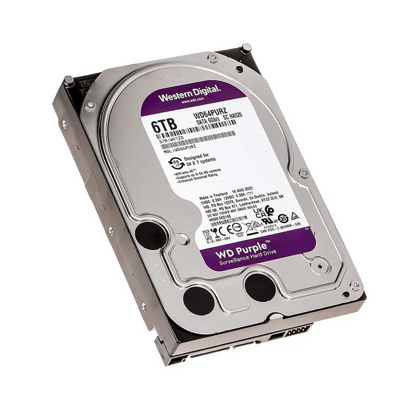 Disco Duro 3.5" 6TB Western Digital Purple Para Videovigilancia 5400 RPM