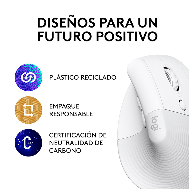 Mouse Logitech LIFT Ergonómico Inalámbrico Bluetooth + USB 4000DPI Blanco