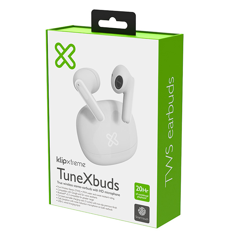 Audífonos Klip Xtreme Bluetooth In-Ear TuneXbuds con Micrófono Blanco