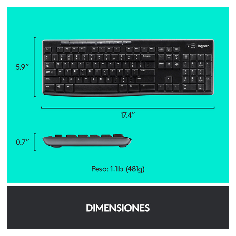 Teclado y Mouse Inalámbrico Logitech MK270 Negro Español