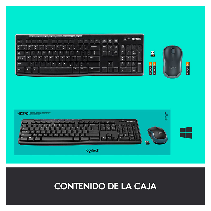 Teclado y Mouse Inalámbrico Logitech MK270 Negro Español