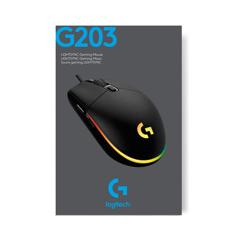 Mouse Óptico Gaming Logitech G203 LIGHTSYNC Negro 8000DPI 6 Botones