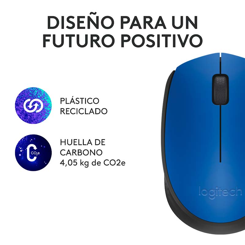 Mouse Inalámbrico Logitech M170 Óptico 1000DPI Azul