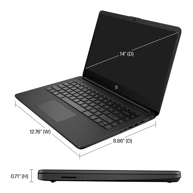 Laptop HP 14-DQ0761 14" Intel Celeron N4120 4GB RAM 128GB SSD Negro W11 Home S Mode Teclado Español