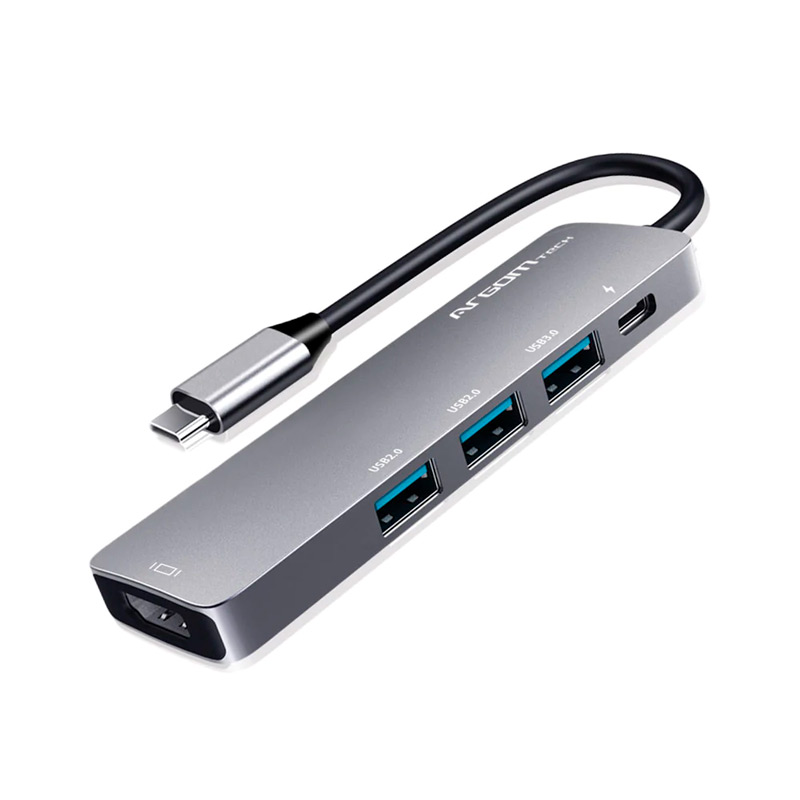 Adaptador USB-C a USB,USB-C y HDMI Argom One Axess Macho-Hembra Gris