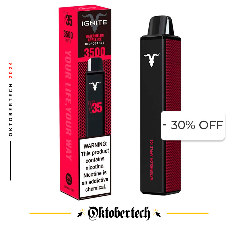 Vape Electrónico Ignite V35 3500 Puffs Nic 5g Watermelon Apple Ice