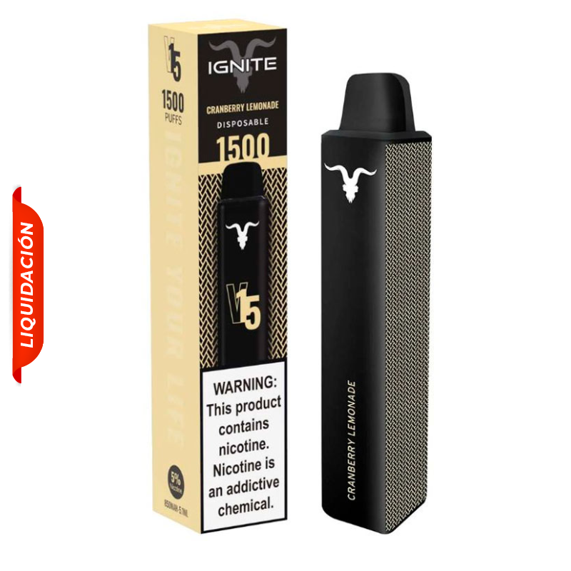 Vape Electronico Ignite V15 1500 Puffs Nic 5g Cranberry Lemonade