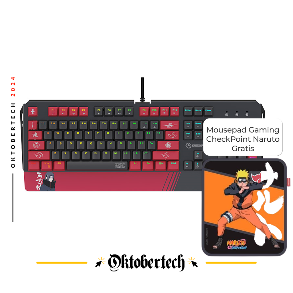 Teclado Gaming Mecánico Alámbrico Checkpoint Naruto KX-500 RGB Edición Akatsuki