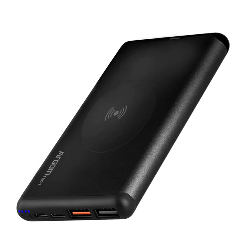 PowerBank Argom S12W 12000mAh USB Carga Inalámbrica Negro