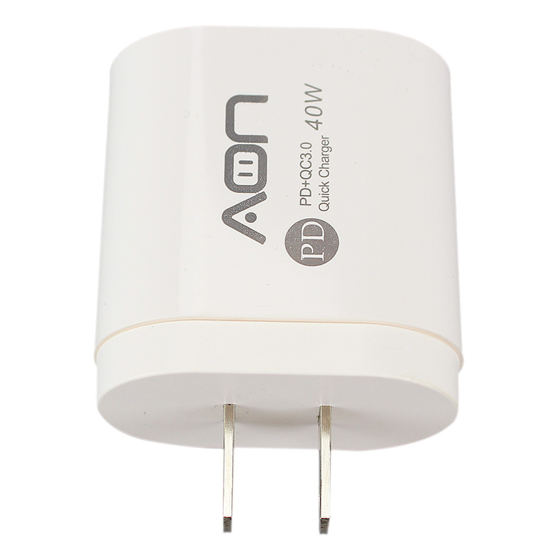 Cargador de Pared AON Fast Charge Dual USB-C 40W​​ Blanco